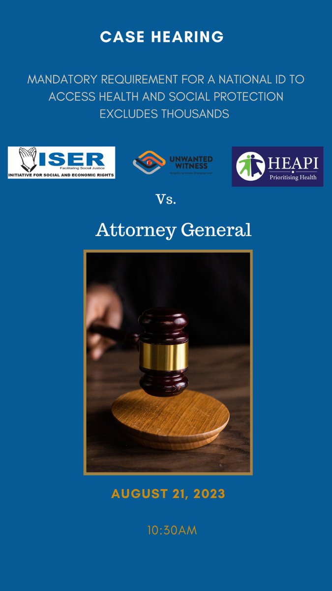 ISER Uganda (@iseruganda) on Twitter photo Together with <a href="/UnwantedWitness/">Unwanted Witness</a> @HeapiUgand we're set to appear before High Court this morning to continue our litigation journey for inclusive #DigitalIdentity in Uganda. We're ready to present our case toward ending exclusion from Uganda's digital ID system. #NdagaMuntuExcludes Together with <a href="/UnwantedWitness/">Unwanted Witness</a> @HeapiUgand we're set to appear before High Court this morning to continue our litigation journey for inclusive #DigitalIdentity in Uganda. We're ready to present our case toward ending exclusion from Uganda's digital ID system. #NdagaMuntuExcludes