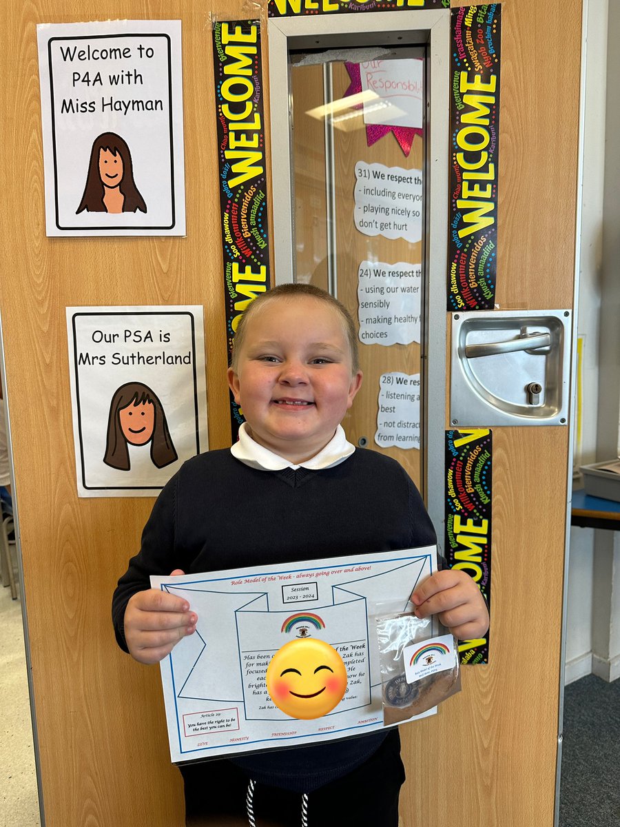 Well done to our fantastic Role Model, you bring a smile to the classroom each and every day! 🌟