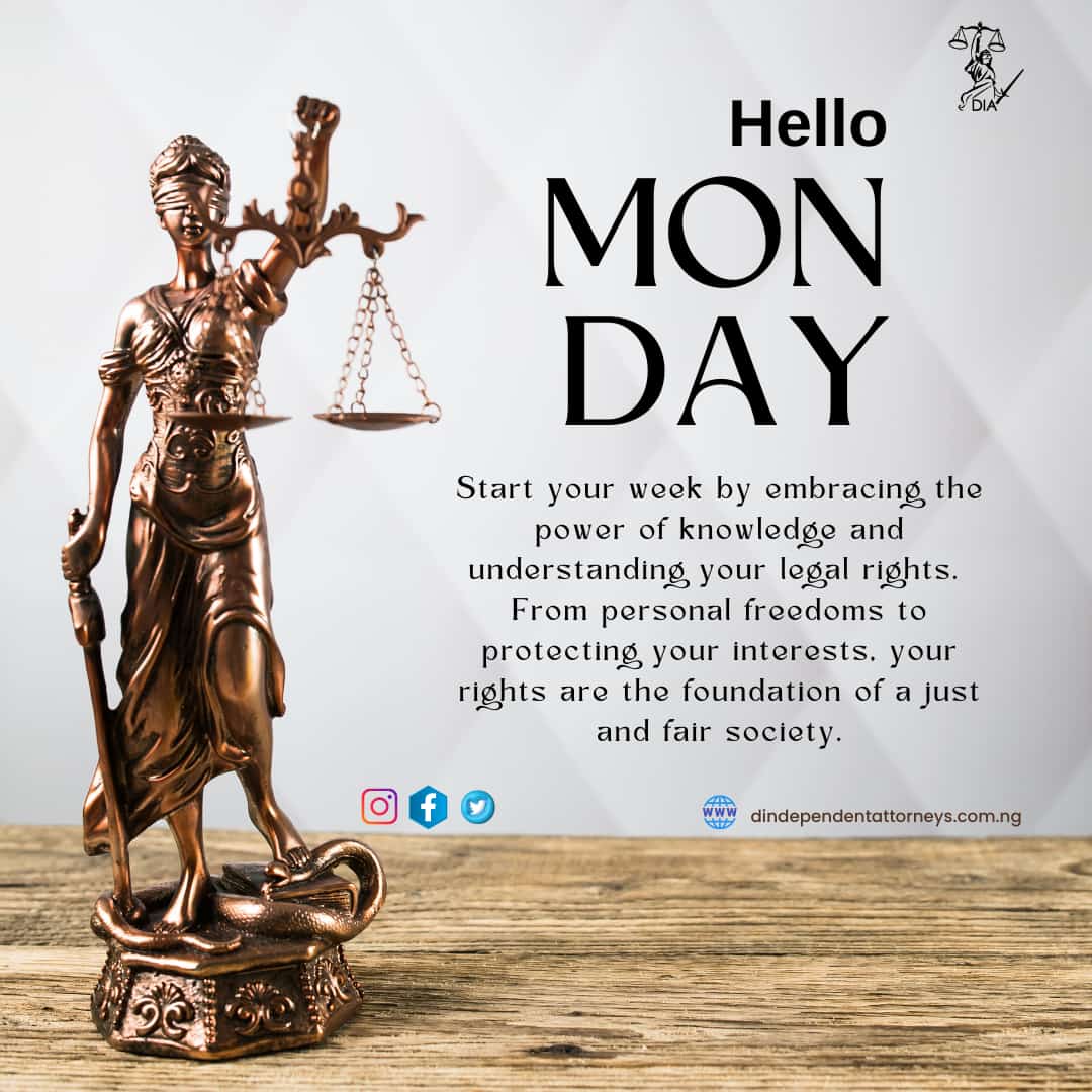 Esq19At7's tweet photo. 🔑 Hello Monday, 

Start your week by embracing the power of knowledge and understanding your legal rights. 📜💪 From personal freedoms to protecting your interests, your rights are the foundation of a just and fair society. https://t.co/CuTNhtkvMJ