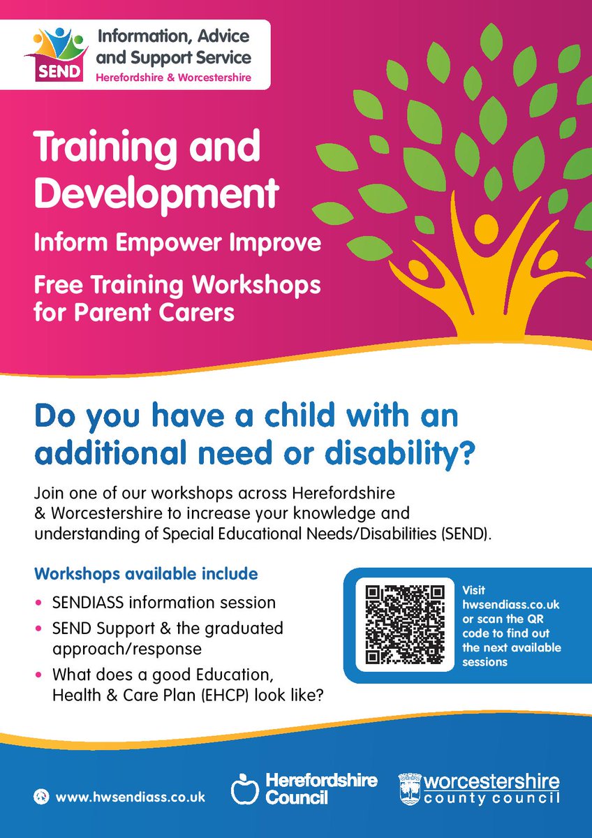 SENDIASS have released new September and October dates for their free Training Workshops for Parent Carers across Herefordshire and Worcestershire.