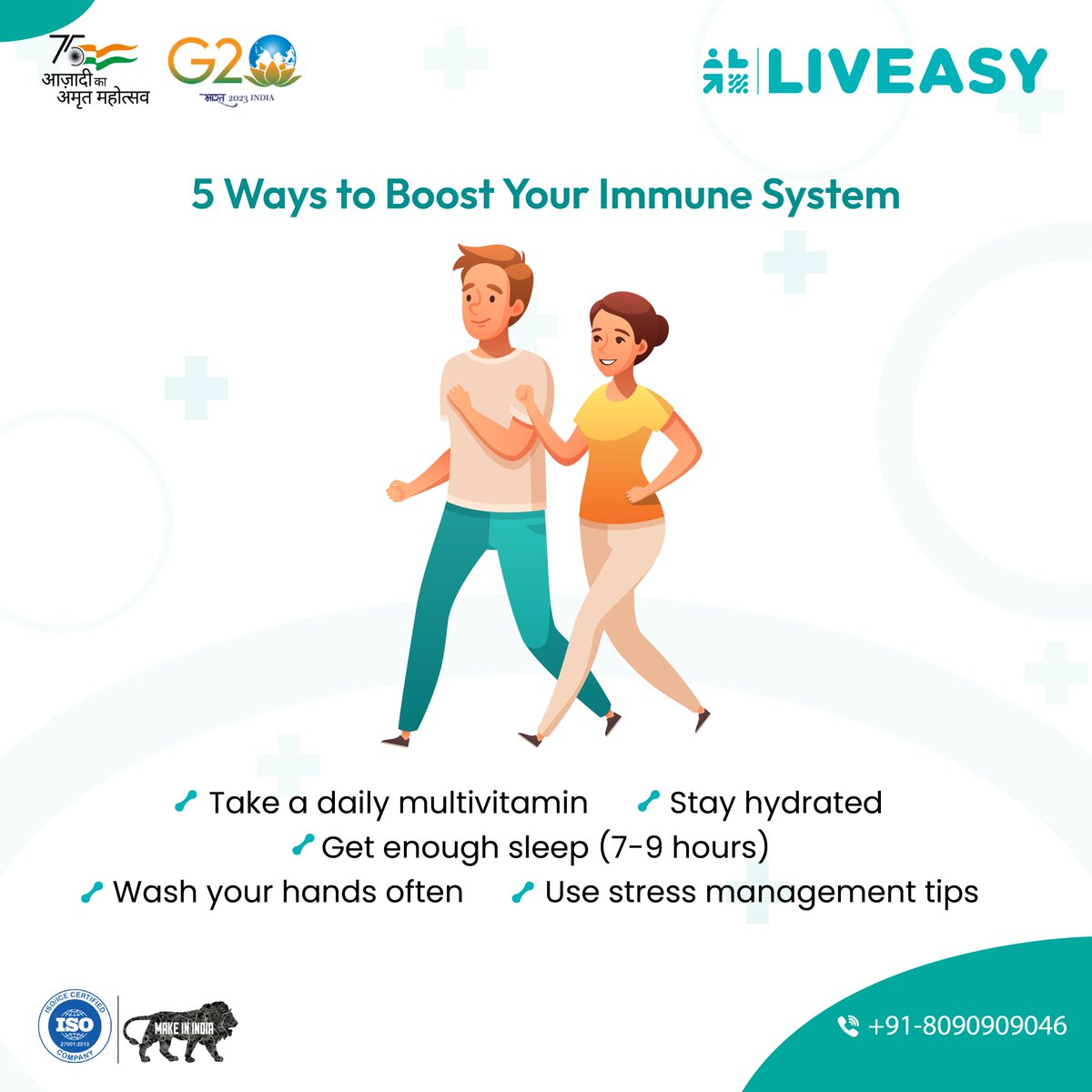 Boost your immune system with these 5 simple   steps:
 
    1️⃣ Take a daily multivitamin 
    2️⃣ 💦 Stay hydrated
    3️⃣ 😴 Get 7-9 hours of sleep 
    4️⃣ 🧼 Wash your hands often
    5️⃣ 🧘‍♀️ Use stress management tips
 
   #ImmuneSystemBoost #HealthyHabits #StayStrongStayHealthy