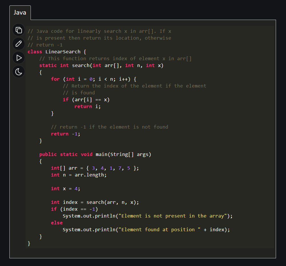 deepaksemwal_co's tweet photo. Here's an example for linear search in an array .
#DSAWithKunal #programming #java #CodeNewbies #linearsearch https://t.co/vYW9Jv0Ibq