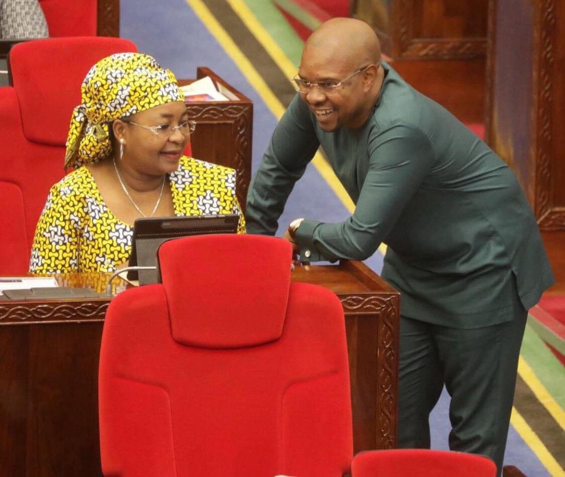 IAMartin_'s tweet photo. Mke wa Rais Mstaafu Jakaya Mrisho Kikwete ambaye pia ni mbunge wa jimbo la Mchinga, Salma Kikwete akifurahia jambo na mtoto wake ambaye ni mbunge wa jimbo la Chalinze, Ridhiwani Kikwete, Naibu Waziri Ofisi ya Rais, Menejimenti ya Utumishi wa Umma na Utawala Bora Bungeni, Dodoma. https://t.co/N8gE4LRiET