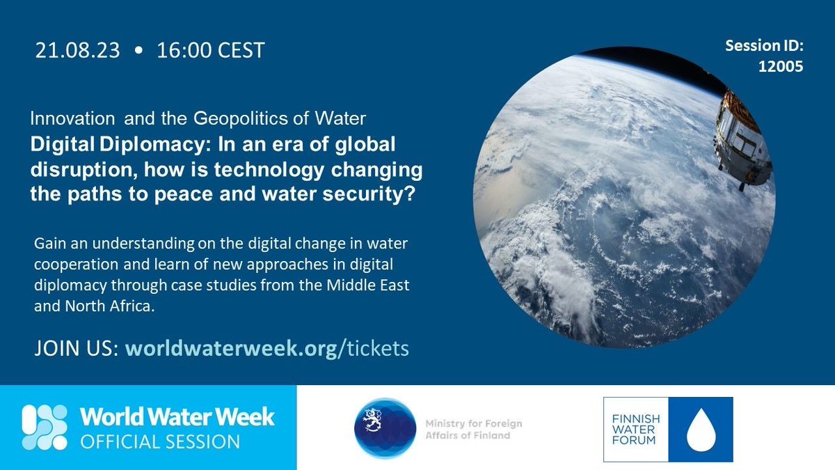 💧Join the World Water Week @siwi_water seminar series as we explore how innovation and new technology will impact geopolitics of water - follow our seminar online today at 16:00 CET. #WWWeek event.trippus.net/Home/Index/AEA…