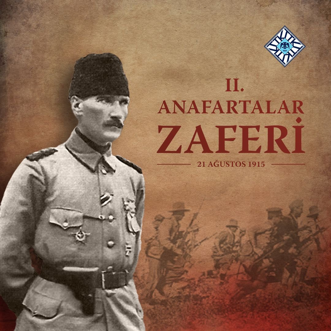 21 Ağustos 1915 günü Çanakkale’deki son müttefik taarruzunu durdurarak düşmana geçit vermeyen #Anafartalar Kahramanı Mustafa Kemal Atatürk’ü ve bu uğurda hayatlarını ortaya koyan tüm kahramanlarımızı saygı ve rahmetle anıyoruz.
#TarihteBugün
#İkinciAnafartalarZaferi