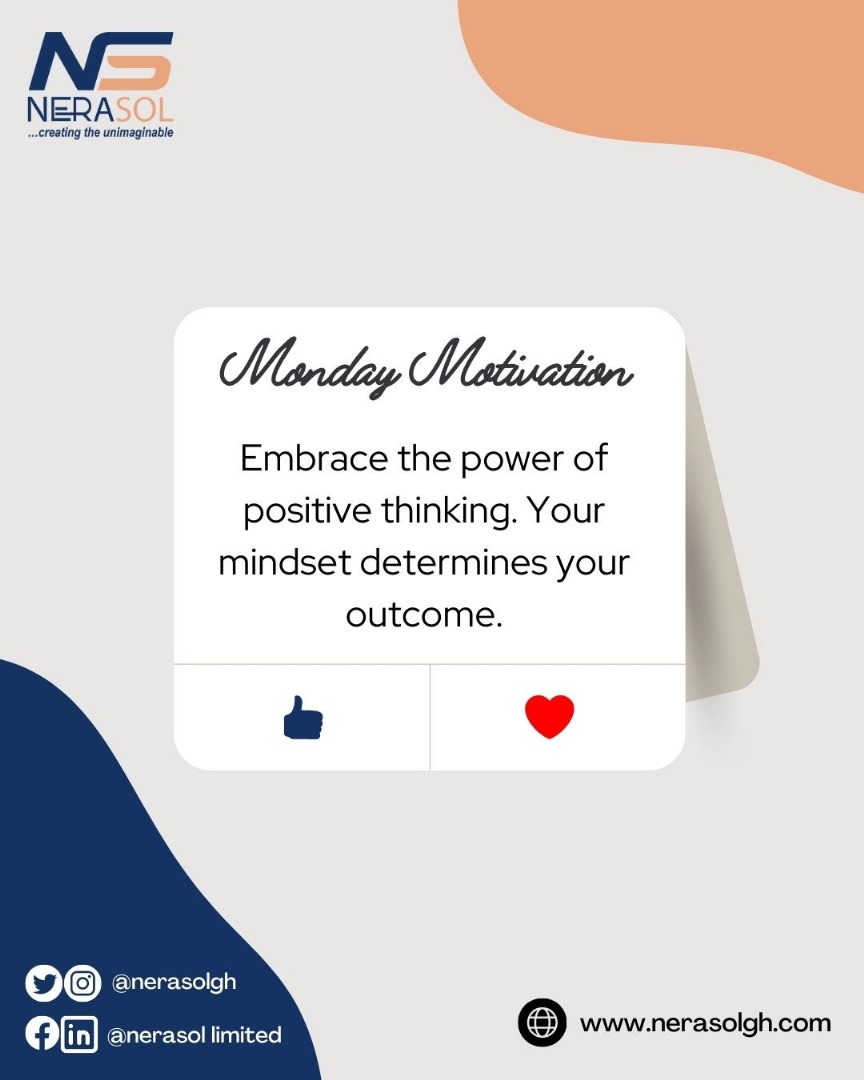 Positive mindset, powerful outcomes.

#PositiveThinking #MindsetMatters #PowerOfPositivity #OutcomeDriven #SuccessMindset #nerasolgh #neragps #motivation #MondayMotivation