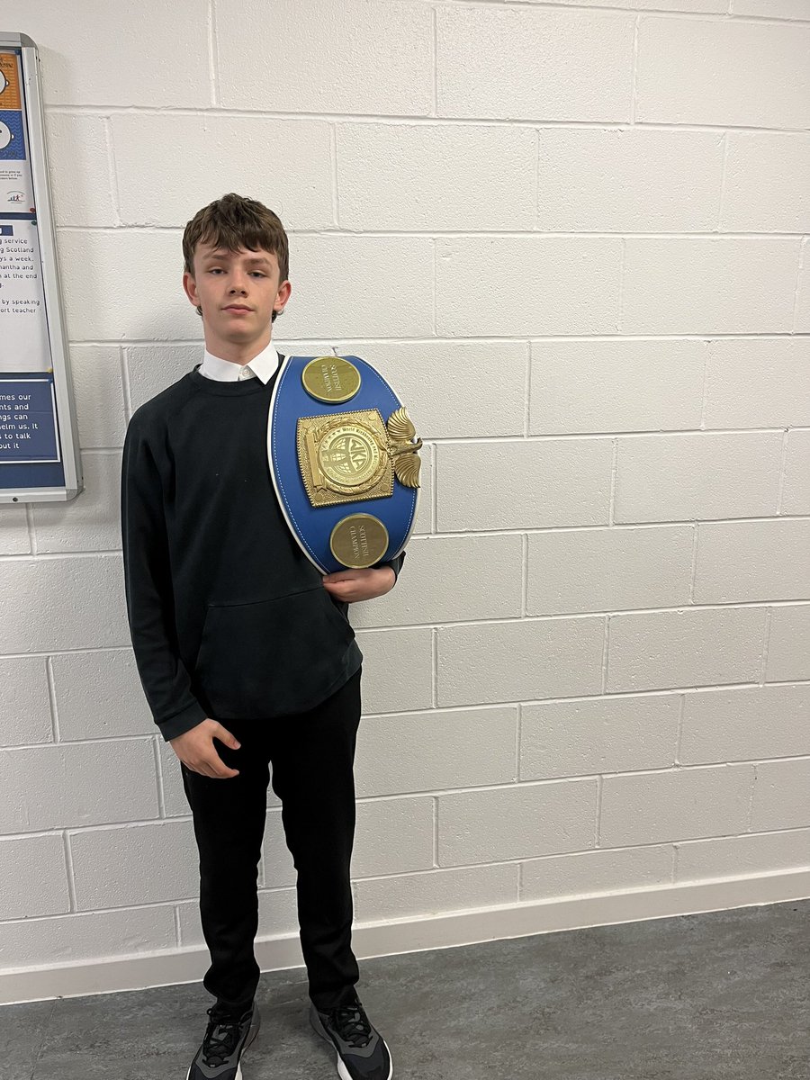 cathkinhighps's tweet photo. Congratulations to D.Low on being crowned Scottish Kick-boxing champion. What an achievement! #itsslc @CathkinHigh https://t.co/u9OCIqFOce