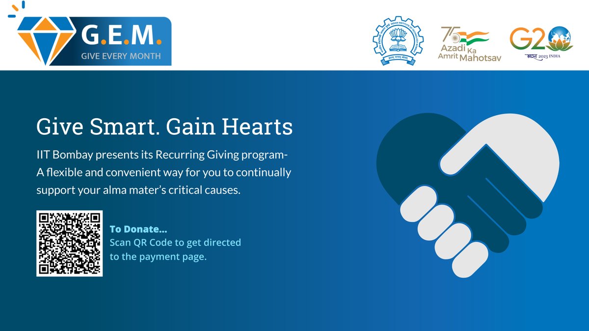 Calling all alumni! Join #IITB’s Recurring Giving Program! Support your alma mater in building a scholarship corpus; attracting top-notch faculty & enhancing student living. Enjoy 80G Tax Benefit & tokens of gratitude! Click here rb.gy/94yat to make a difference!