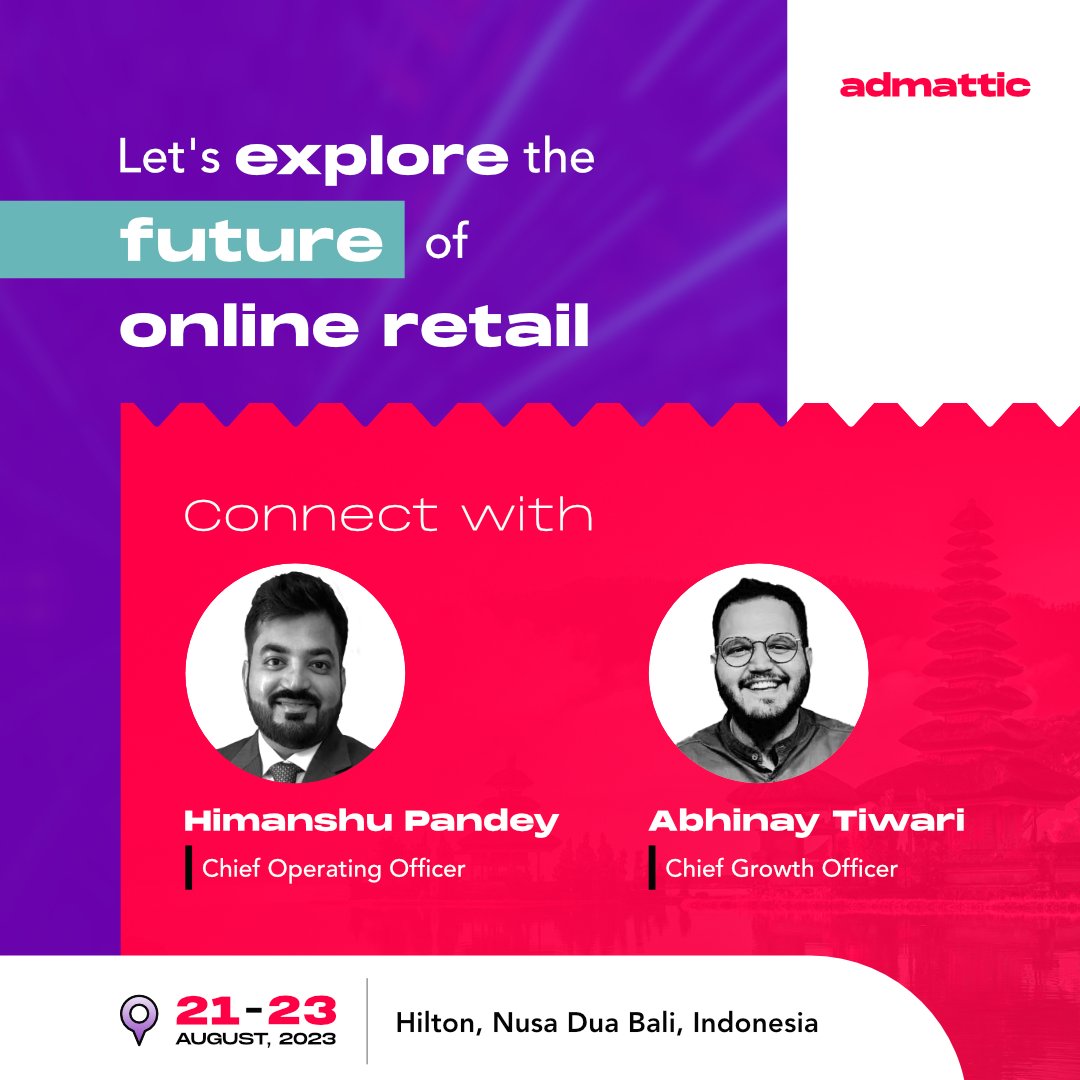 admattic's tweet image. Ready to ignite your retail strategy❓
Let&apos;s connect and reshape the future of retail together at the iMedia Online Retail Summit.

📅 Date: 21-23 August 2023
📍 Venue: Hilton, Nusa Dua Bali, Indonesia

#iMediaRetailSEA #RetailExcellence #imedia #adtech #martech #Admattic