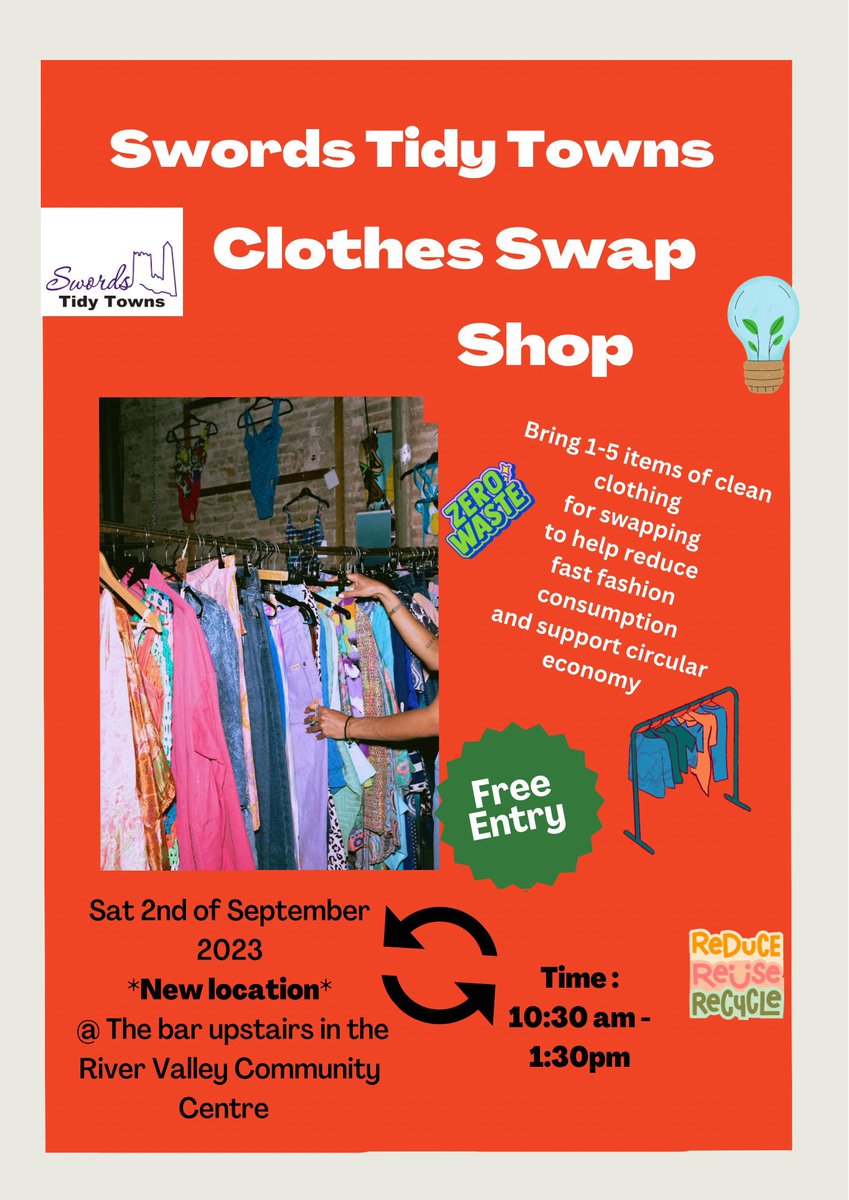 You're all welcome to our next clothes swap 👗👚🩳👔🥼🥾🩰 event, take a note of a slightly changed location
