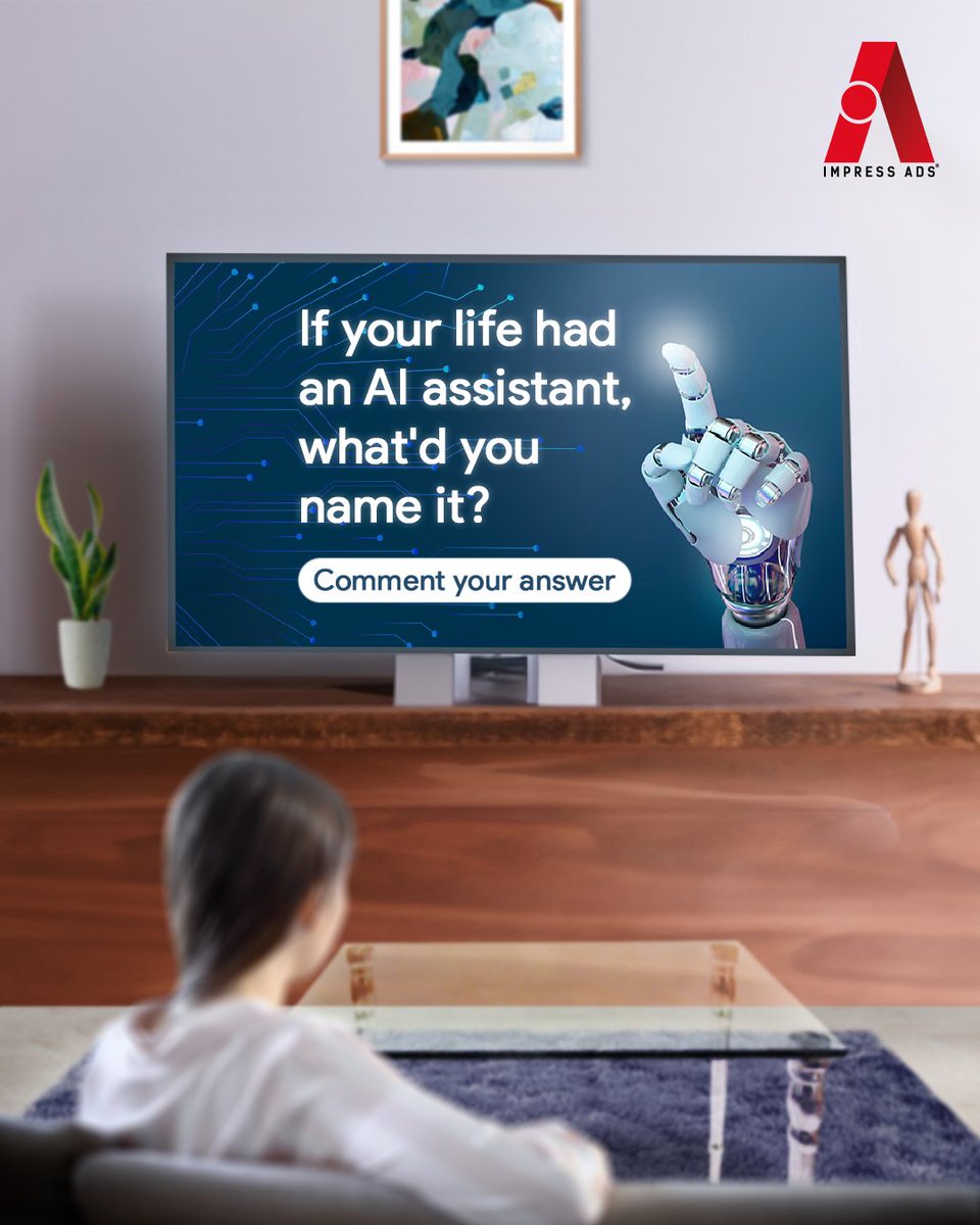 ImpressAds's tweet photo. Imagine having an AI assistant by your side, making life smoother and smarter. If your life had an AI assistant, what'd you name it? Comment below.

#ImpressAds #adagency #aicompanion #smartassistant #chatgpt #techwonders #lifewithai https://t.co/cnBhGfPYHG
