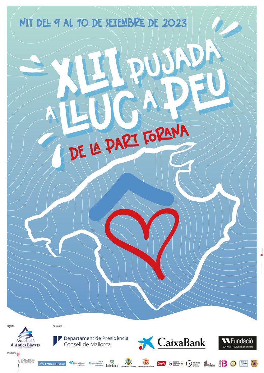 🚶 Torna la Pujada a Lluc a Peu de la Part Forana. Inscripcions a 10€ a les oficines municipals fins dilluns 28 d'agost. El preu inclou camiseta i bus de tornada.