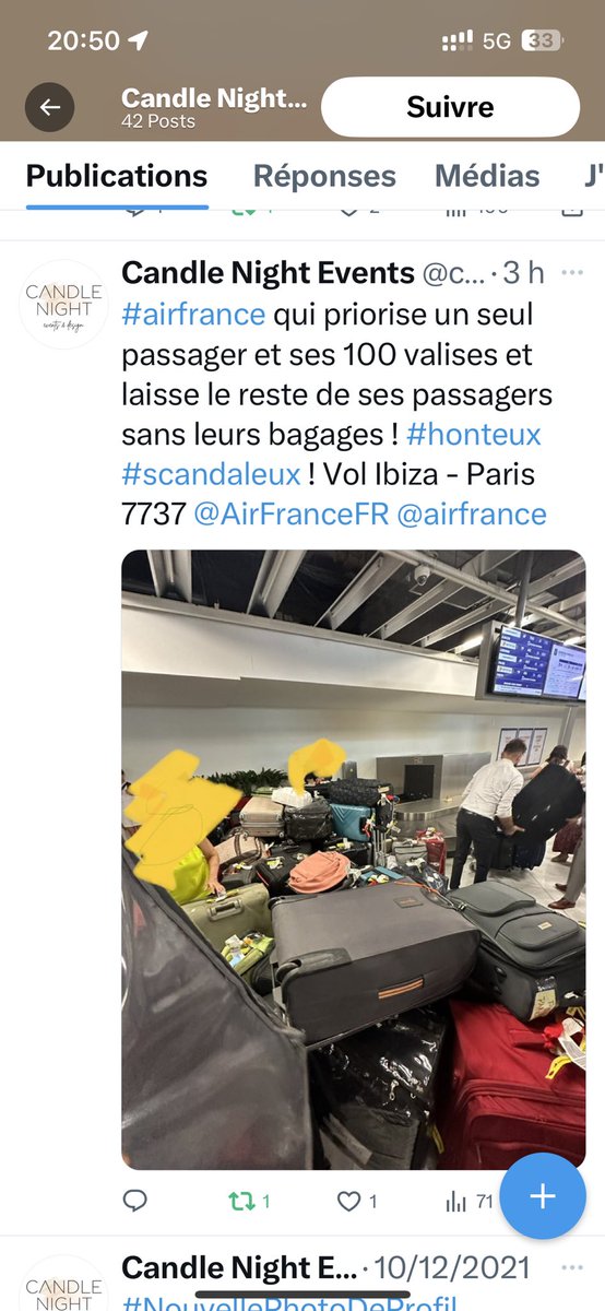 toninp's tweet photo. @AirFranceFR une vrai honte 
Retour d’Ibiza sur le vol af 7737 
50 valises n’ont pas été chargées pour permette à un milliardaire saoudien de charger plus de 70 valises en priority alors qu’il est pas dans le vol !!! merci  #airfrance @AnneRigail @fapelous 😡@LeParisien_75 https://t.co/EhHIJCVnGp