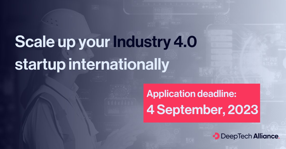 Are you an Industry 4.0 startup and ready to scale up internationally? 
Apply for the 8-week Clean Energy program before September 4th here 👇
lnkd.in/eSzHfDy8
#Industry4.0, #industry 5.0, #advancedmanufacturing, #smartmanufaturing #deeptech