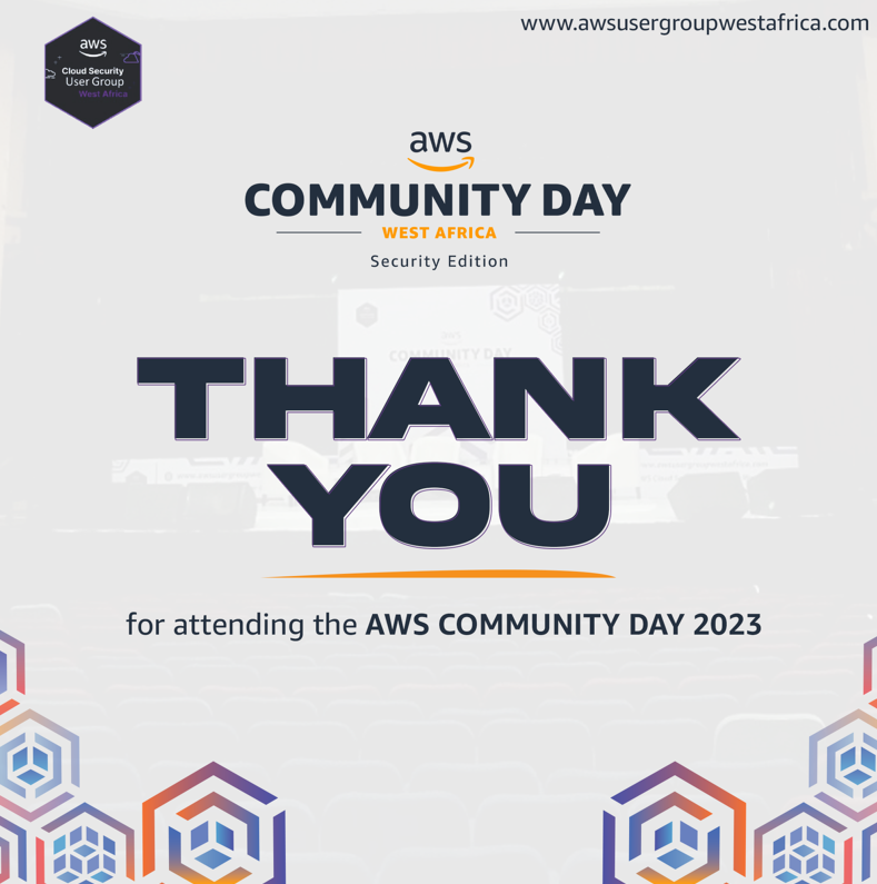 We would like to take this opportunity to thank everyone volunteer from the community and cloud enthusiast who helped make this event a success. 

We love you🫶🏽❤️

Tag anybody you can recognize 🚀🚀
#awscommunitydaywestafrica
#awscommunityday
#awsusergroupwestafrica