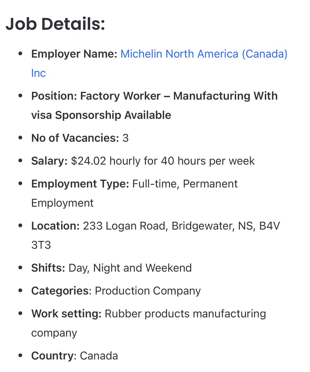 Factory workers needed in Manufacturing Company in Canada 🇨🇦 

📌With Visa Sponsorship available 
📌Full time Employment 
📌Salary: $24.02 hourly 

Application Process

Send CV to email below👇tell them Y you’re good fit 4 the job & ur experience.

info@jobbankcanada.us

#repost