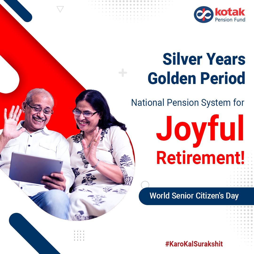 KotakPension's tweet photo. Embrace the Silver years and convert them into a Golden period with the help of National Pension System!
#SeniorCitizensDay #KaroKalSurakshit #KotakPensionFund #NPS #NationalPensionSystem #Kotak #Investment #retirement #savings #PensionHaiToTensionNahi #NPSZaruriHai https://t.co/Gn4ON1m2XY