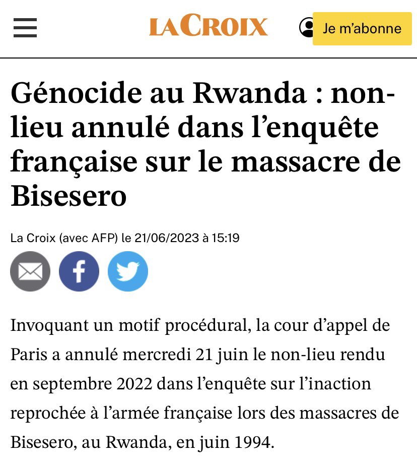 JF_LE_DRIAN's tweet photo. Cette affaire de Bisesero est vraiment l'arbre qui cache la forêt.

Paul Kagamé, le Tutsi venu d'Ouganda, appuyé, armé et installé par les US, utilise à tout-va le terme "ancien génocidaire" pour blanchir ses crimes contre l'humanité dont l'ampleur est une puissance supérieure au génocide contre les Tutsis :

👉 800 000 Tutsi massacrés par les hutus

👉 10 000 000 de congolais et hutus massacrés par des Tutsis.

L'opprimé est devenu bien pire que l'oppresseur.

Voici ce que dit le mémorial de la Shoa  :

"Le génocide des Tutsis s’enracine dans la politique coloniale et l’idéologie du XIXe siècle.

Le colonisateur belge choisit en un premier temps de s’appuyer sur les Tutsi en créant  le mythe de leur supériorité sur l’autre communauté, les Hutu.

L’antagonisme né de cette hiérarchisation est exacerbé lors de l’indépendance du Rwanda dans les années 60, marquées par un renversement du pouvoir qui échoit alors aux Hutu avec l’appui de la Belgique. 

Le jeune Etat rwandais réduit toute forme d’opposition politique à une lutte raciale opposant des soi-disant ethnies, en fait des communautés apparentées historiquement à des clans."

Ce qui est inquiétant pour notre nation, c'est que la France pour ne pas fâcher le "faux ami" américain, celui qui n'a jamais cessé de l'affaiblir, ne dit rien sur cet état de fait qu'elle connait et qui est largement attesté.

Pire, E. Macron feignant d'adopter une posture morale au lieu de dénoncer les crimes massifs de Paul Kagamé, se permet de trahir la nation en osant le 27 mai 2021 "demander pardon au Rwanda".

https://t.co/90kxdcDPms

Quelle hypocrisie, quel manque de courage et surtout quelle soumission à une amérique criminelle et mercantile qui porte la lourde responsabilité de millions de morts congolais et hutus.

Aujourd'hui la France est souillée par ce pouvoir anglo-américain globaliste dont l'instrument de dissolution des nations d'Europe de l'Ouest est cette union européenne corrompue, sous influence germano-anglo-saxonne, totalitaire, sans âme et immorale comme ses donneurs d'ordres.

La France doit juste redevenir elle-même et assumer son destin.

Livre de Bernard Debré : "Le retour du Mwami" : https://t.co/rETkkymxxs

Rapport MSF : https://t.co/aeDOWc1aGq

Audition du 4 décembre 2016 devant le Sénat Américain du comité sur les opérations internationales et les droits humains.

https://t.co/fbT1DkZwx7

Livre de C. Onana préfacé par C. Millon : https://t.co/MNwnENQHDV

Article du Washington Post :  https://t.co/dnwkd3hALF

Vive la république démocratique du Congo pleinement souveraine et maître de son destin !

Pratiquez l'OSINT soyez rigoureux et vous pourrez constater par vous-même la matérialité des faits.