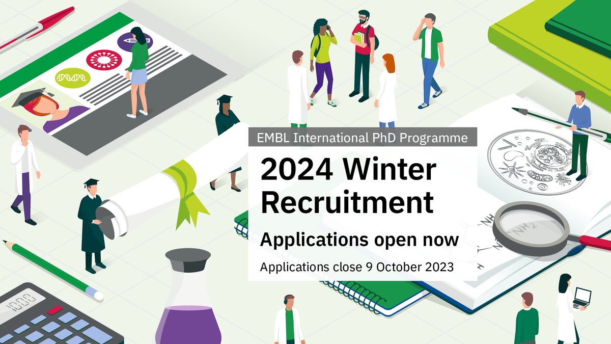 Join EMBL to complete your PhD at one of our six sites across Europe!

The EMBL International PhD Programme is open for applications until 9 October 2023. #PhD #research

Important information about the application process can be found here: embl.org/about/info/emb…