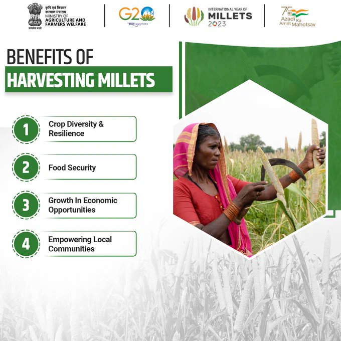 IndiainSwiss's tweet photo. #internationalyearofmillets
Benefits of Harvesting Millets!
@MEAIndia @AgriGoI @MoHFW_INDIA @icarindia @IYM2023 #IYM2023 #YearofMillets #MilletsFactCheck https://t.co/B5E63Uw5ck