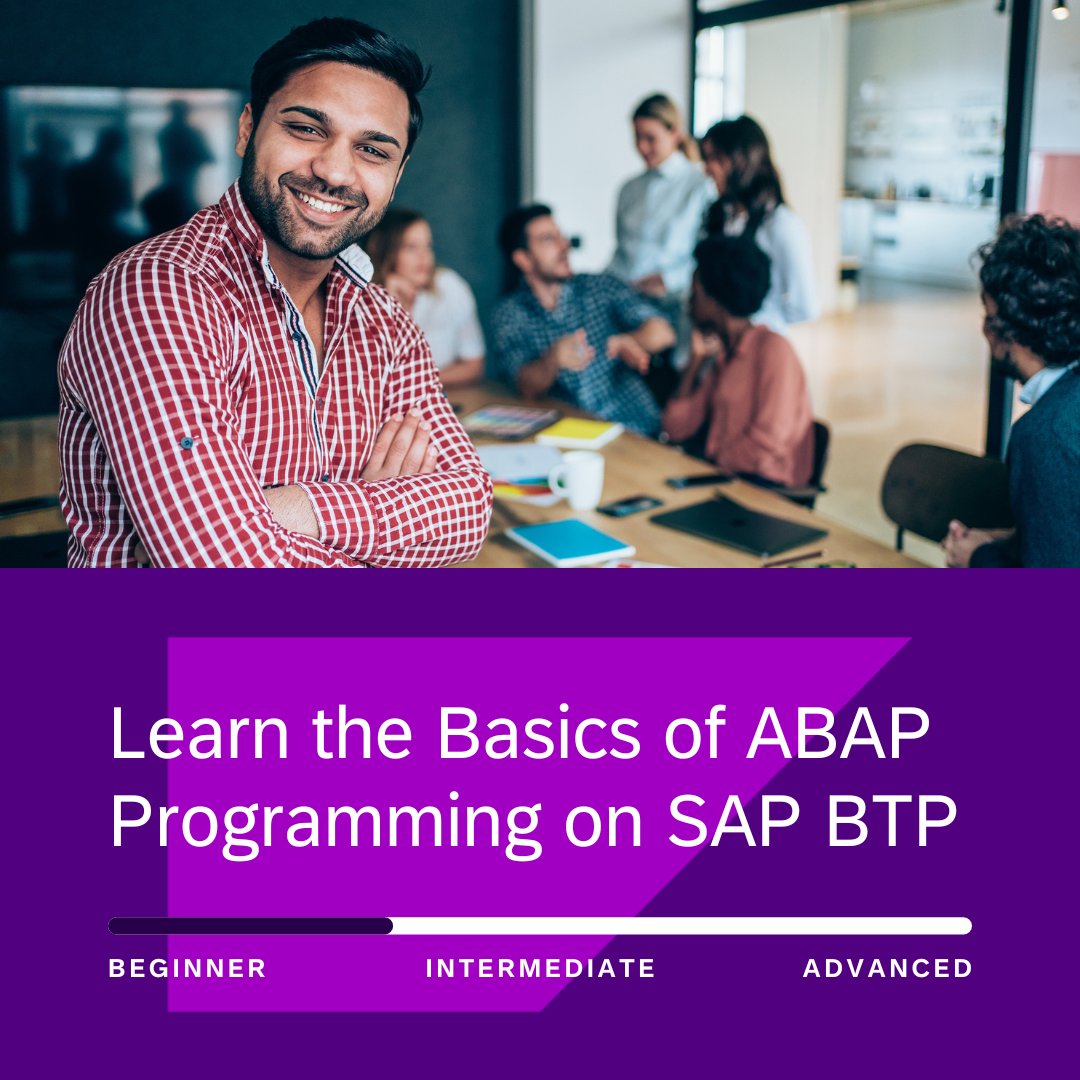 SAP's tweet photo. Want to learn ABAP?

Designed for beginners, our course teaches you skills to develop in on-prem and cloud system environments 👉 https://t.co/TPHy0CWePw https://t.co/5Npeabtgcn