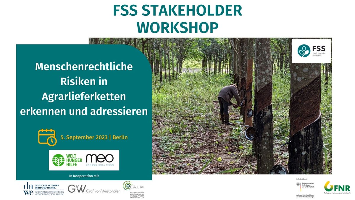 Für viele Firmen stellt es eine Herausforderung dar, menschenrechtliche Risiken zu erkennen und zu adressieren, wie es das Lieferkettensorgfaltspflichtengesetz (#LkSG) fordert. 

Jetzt zum Workshop am 5. Sept. von <a href="/FoodSecStandard/">Food Security Standard</a> und Partnern anmelden: myconvento.com/public/event_r…
