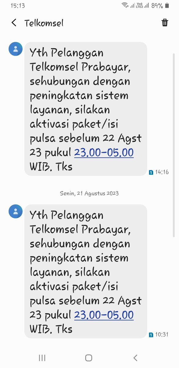 AgikHarto's tweet photo. Mhn penjelasannya @Telkomsel ...
SIM card saya masa aktifnya msh 1 bln lagi kok disuruh isi pulsa... https://t.co/KXBOx1ODR0