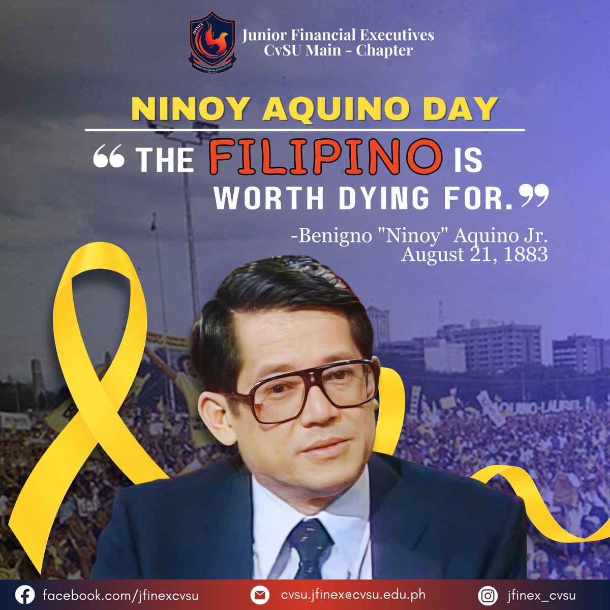 jfinex_cvsu's tweet photo. Today is an important holiday in Filipino history, marking August 21 as Ninoy Aquino Day . This day forever commemorates the life and legacy of a beloved hero of freedom. Filipinos remember the ultimate sacrifice that Ninoy Aquino made for the people of the Philippines.
#JFINEX https://t.co/XlK9ZUWaTE