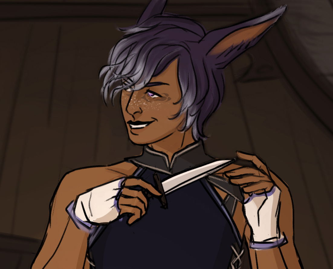 joalenko's tweet photo. it's been a while since i've updated! i'm gonna post some old art from my tumblr that i never got around to posting here, starting with my #ffxiv warrior of light, J'azir (he/they)... rogue for life 🗡️ (from 2021)
—
#wol #ff14 #miqote #fanart https://t.co/uXFE6zcvC6