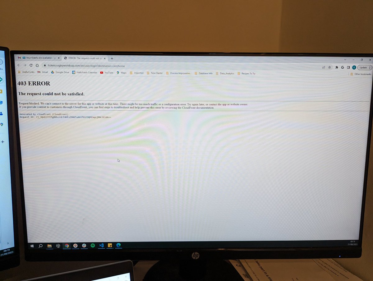GeorgeJCrawley's tweet photo. @France2023 Can you sort out your ticketing website please? Clicked the link in your email and now getting a 403 error??? Not the first person with this issue... https://t.co/T7K4a1BES2