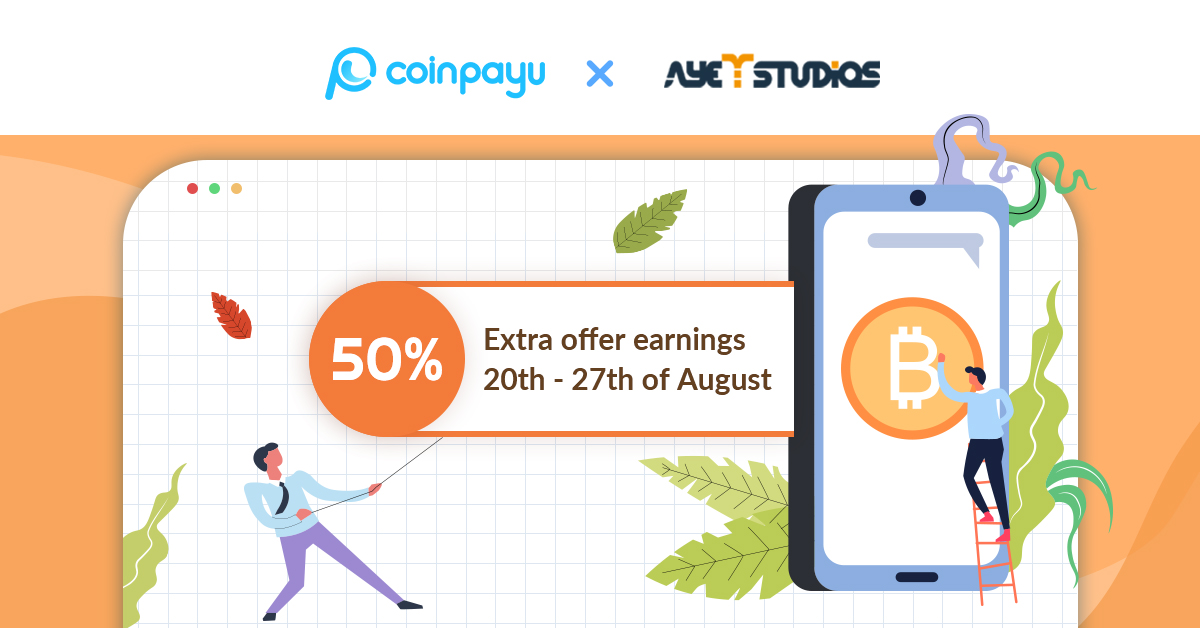 #Ayetstudios earnings will increase 50% from August 20th to 27th.

RT + Follow us, we will choose 5 ramdon users to win 160 #dogecoin tomorrow.

Access offerwall here: 
coinpayu.com/dashboard/offe…