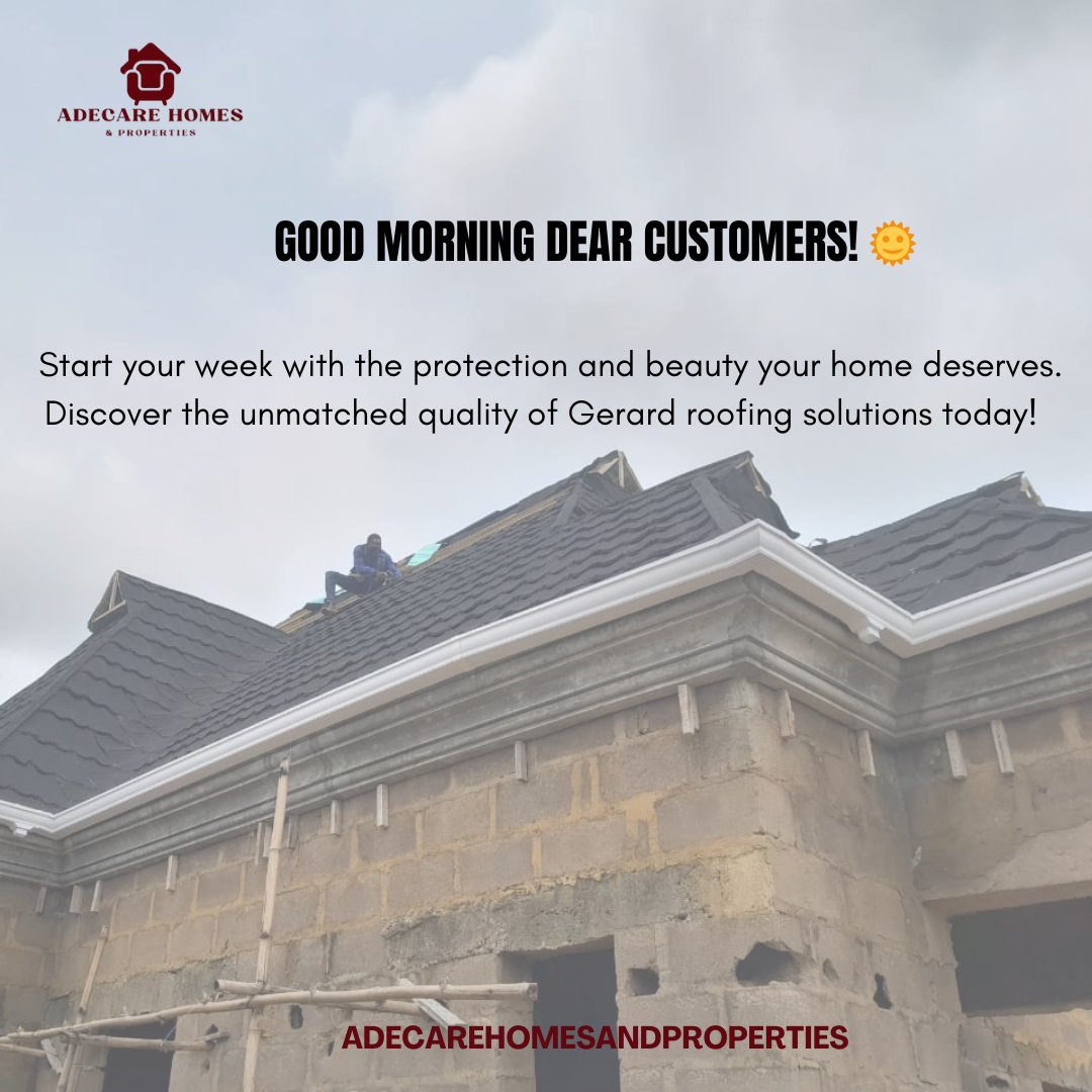 AdecareHomes's tweet image. Happy New Week Our Valuable Customers And Potential Customers.
#GerardRoofs #RoofingSolutions #HomeProtection#DurableRoofs#ElegantHomes
#RoofingExperts#MondayMotivation#HomeImprovement#RoofDesign #Monday #Mondaymotivation #kidd #BBnaija