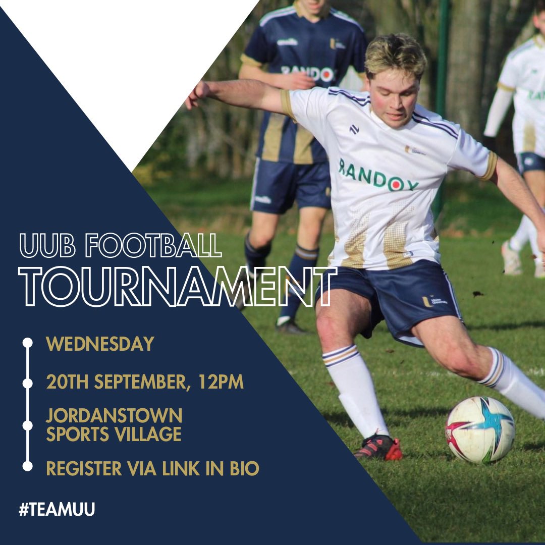 We are kicking off the 2023/24 year with a tournament open to all members! 🗓️ 11:30 Transport from Belfast Campus 12:00 Football Tournament 16:00 Transport to Belfast Campus 16:30 Pizza, drinks and music in CQS bar Use the link below to register: …ea01.safelinks.protection.outlook.com/?url=https%3A%…