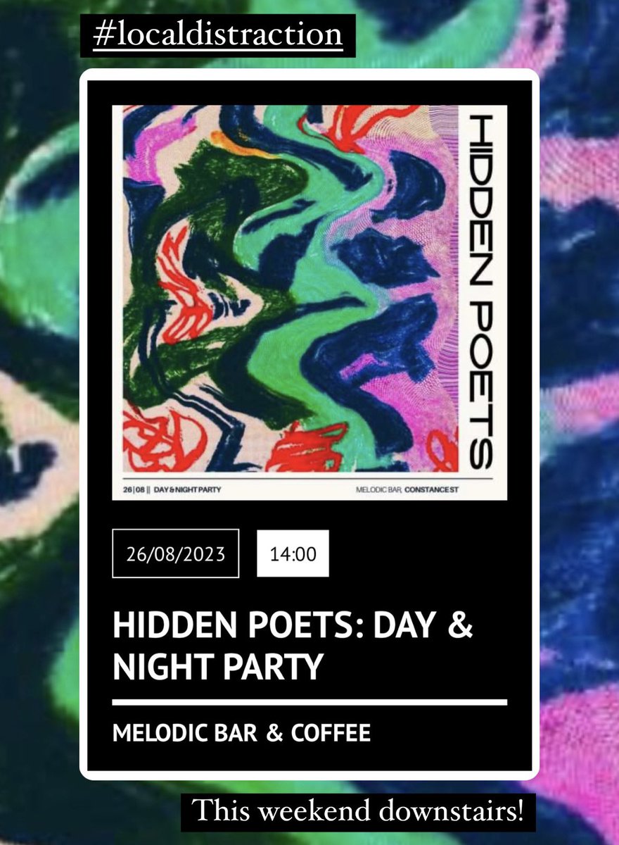 #localdistractions todays highlight is Hidden Poets first ever Day & Night event at Melodic Bar! Always a beautiful vibe - Get down and get involved: melodicdistraction.com/event?id=64136…