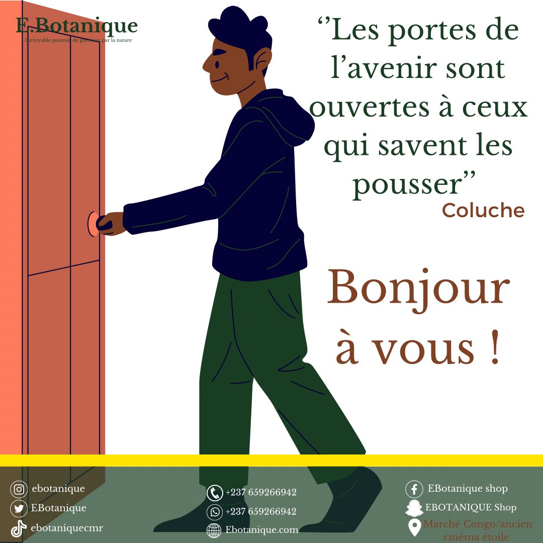 EBotanique's tweet photo. Bonjour les amis

 𝑩𝒐𝒏𝒂𝒎𝒐𝒖𝒔𝒔𝒂𝒅𝒊 𝒂̀ 𝒄𝒐̂𝒕𝒆́ 𝒅𝒆 𝒍𝒂 𝒔𝒕𝒂𝒕𝒊𝒐𝒏 𝑻𝒐𝒕𝒂𝒍 2

𝑾𝒉𝑨𝒕𝒔𝑨𝒑𝒑 : https://t.co/Dt99gGaYW1 +237 659266942

Site Web : https://t.co/iLHffh5Ct3,    https://t.co/PoqO0pBNQB et https://t.co/Ip08AXbGhn https://t.co/6Ggh3r0fo5
