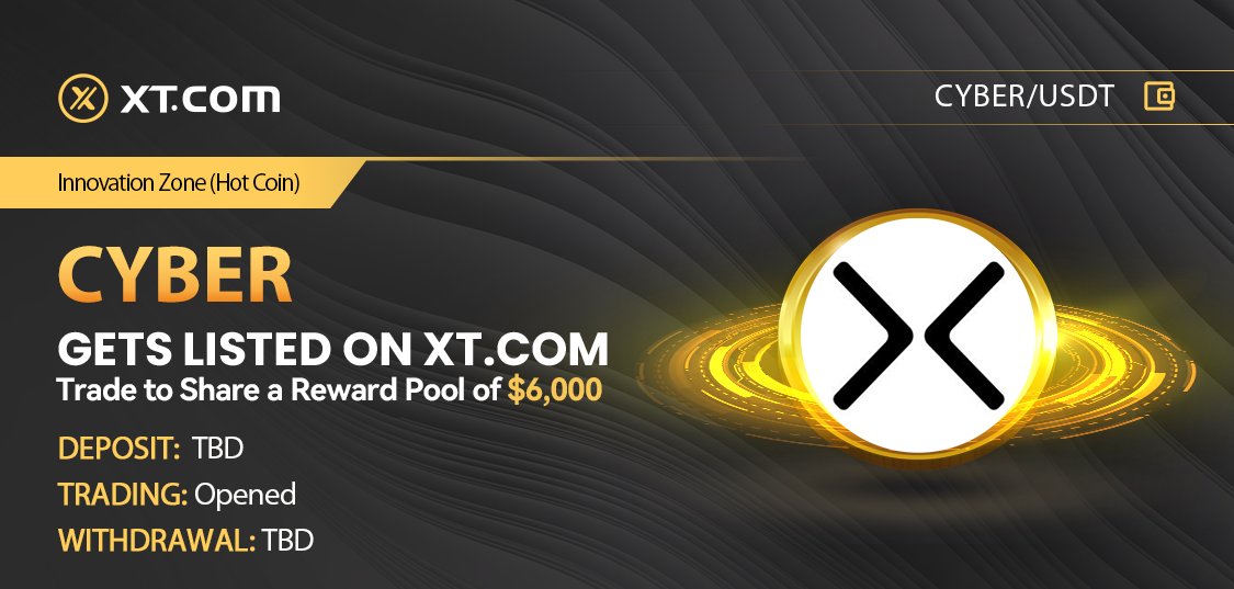 XTexchange's tweet image. #XTexchange listed @CyberConnectHQ in the Innovation Zone (HOT COIN) under the CYBER/USDT trading pair.

✅ Deposit: TBD
✅ Trading: 02:00 on Aug 21 (UTC)
✅ Withdrawal: TBD

🏆 Trade to win a share of the $6,000 #rewardpool.

𝘋𝘌𝘛𝘈𝘐𝘓𝘚 ⤵️
xtsupport.zendesk.com/hc/en-us/artic…

#Crypto