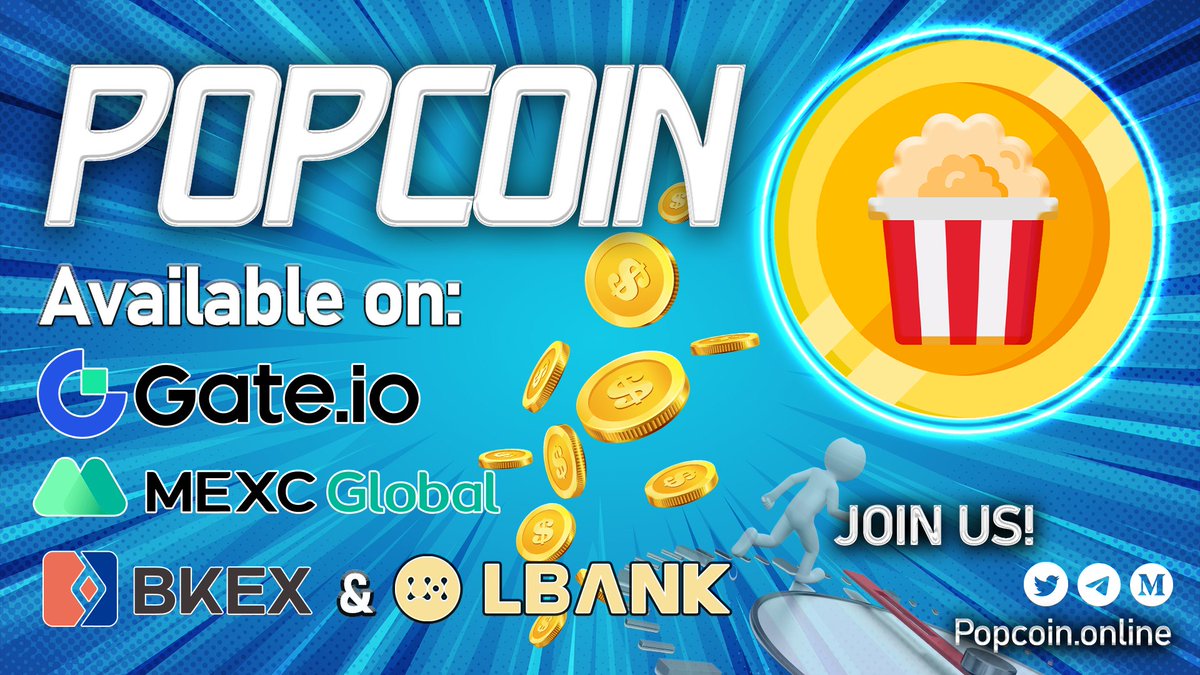 Pop__Coin's tweet photo. PopCoin:🪙

$POP is available on:
@gate_io, @MEXC_Global, @LBank_Exchange &amp; @BKEXGlobal

JOIN NOW &amp; POP THAT COIN!  
- https://t.co/S43jdwvUH0 
- https://t.co/hQ60V5k2FH https://t.co/DbgAcyAsZh