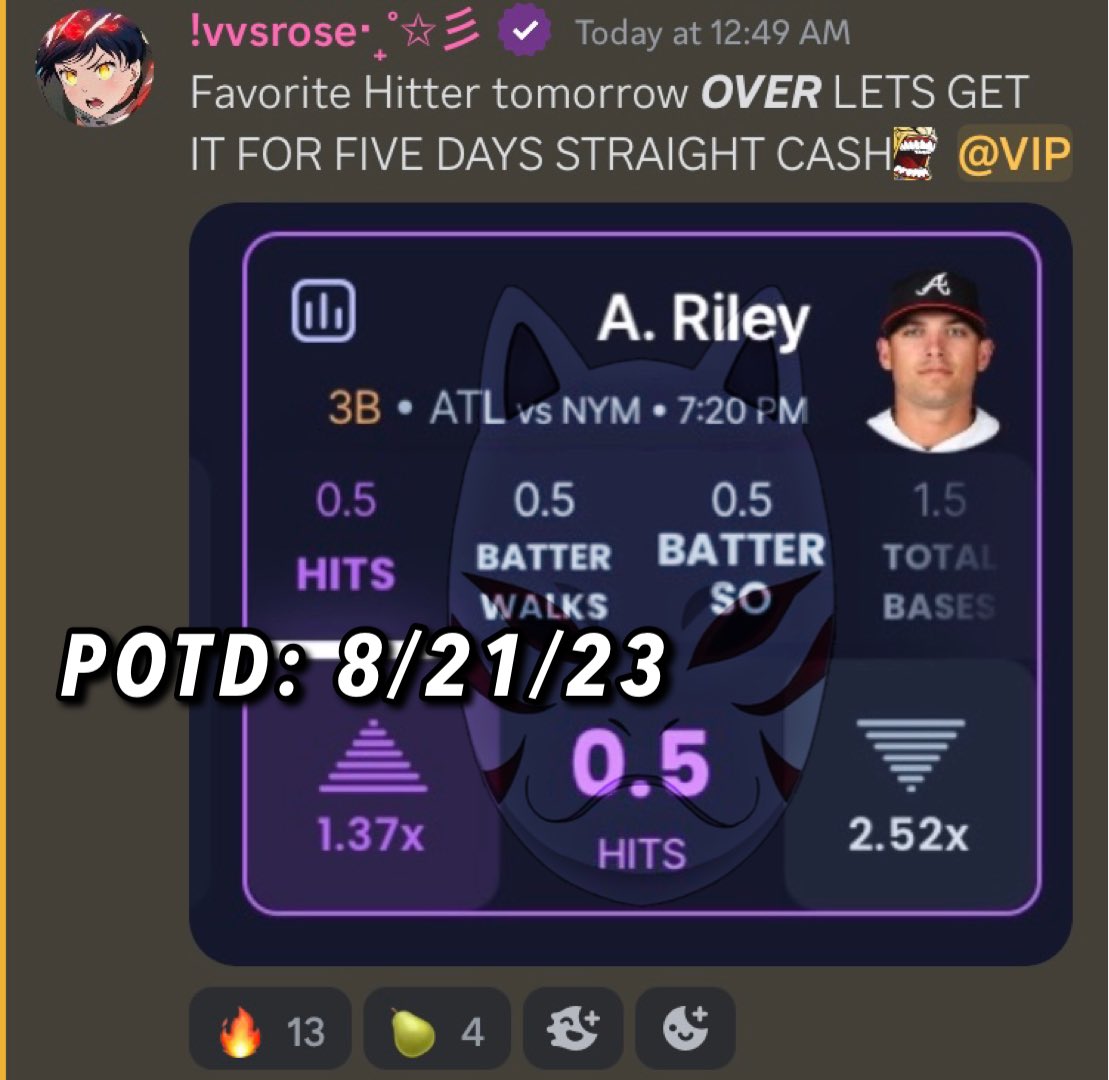 paulieerose's tweet photo. On fire with these sleeper POTD's in @ndotdiscord🌟So I'm giving twitter a free one for tomorrow, if it hits come on down https://t.co/E90S0JdLST😏
#gambling #mlb #twittergambling #betting #Sleeper #SleeperApp • #SleeperFantasy #SleeperPicks #potd #BaseBall #sleeperlocks https://t.co/4Fmp8ZpWXb