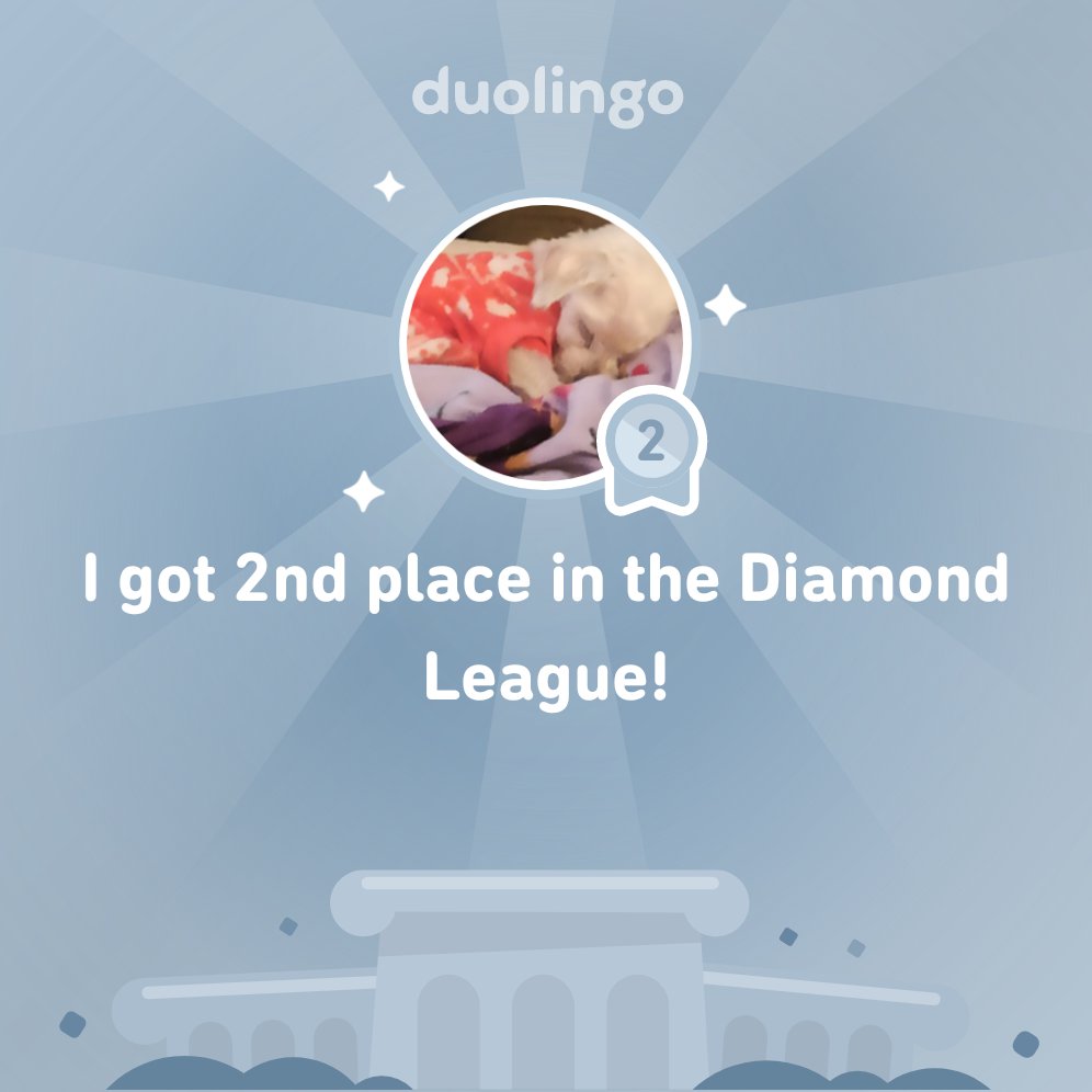 brazenbitcha's tweet photo. I finished 2nd place in Diamond League on @Duolingo! https://t.co/cZR5p0dO8P