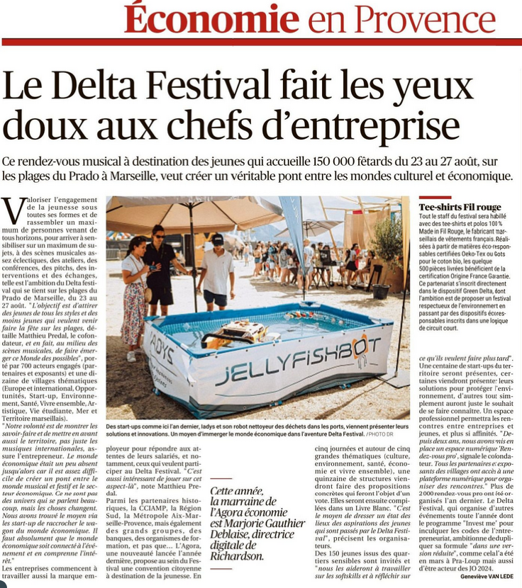 FilRouge_Mode's tweet photo. #PRESSE 📰 | Ce matin, c'est La Provence qui met à l'honneur le #partenariat FIL ROUGE / @FestivalDelta 🎉
⌛ Plus que 2 jours avant l'#evenement ! Notre équipe sera présente sur le village #VivreEnsemble et a hâte de vous y rencontrer ! https://t.co/KJ5BFKphfK