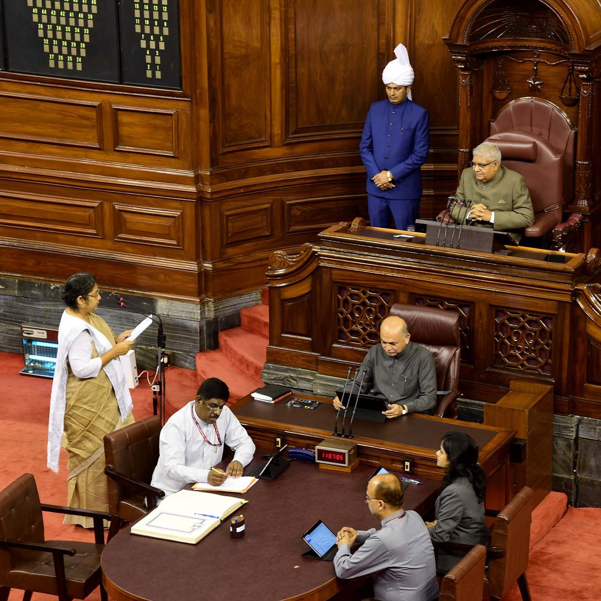VPIndia's tweet photo. The Vice-President of India & Rajya Sabha Chairman, Shri Jagdeep Dhankhar administered oath to newly elected Members of Rajya Sabha in Parliament House, today.  

Oath was administered to Dr. S. Jaishankar, Shri Kesridevsinh Digvijaysinh Jhala, Shri Babubhai Jesangbhai Desai, Ms. Dola Sen, Shri Nagendra Ray, Shri Prakash Chik Baraik, Shri Samirul Islam, Shri Sukhendu Sekhar Ray and Shri Derek O' Brien. (1/3)