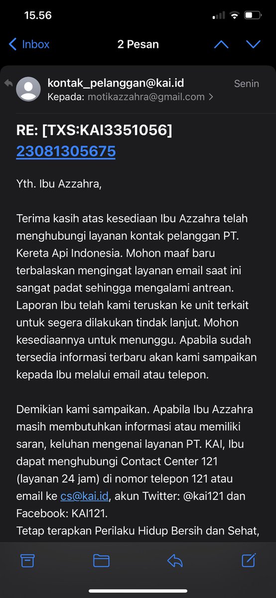 HALLOOOO INI GIMANA YAAA UDAH SEMINGGU GA DAPET KABAR EMAIL GA DIBALAS 😭😭😭😭 <a href="/KAI121/">Kereta Api Indonesia</a>