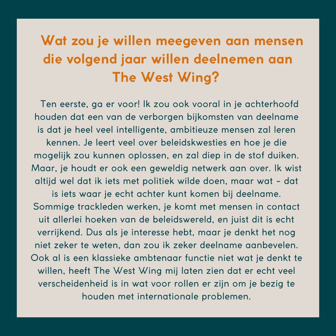 WestWingBZ's tweet photo. 👋 Meet &amp; Greet: Johanna Dekker
Afgelopen jaar (2022-2023) was Johanna tracklid van de track Nairobi, gefocust op inclusieve economische groei. 💰 Hier gebruikte zij haar technische achtergrond! 🧑‍💻 Benieuwd naar de ervaring van Johanna? Swipe dan naar rechts! 👉 https://t.co/iHWXornInK