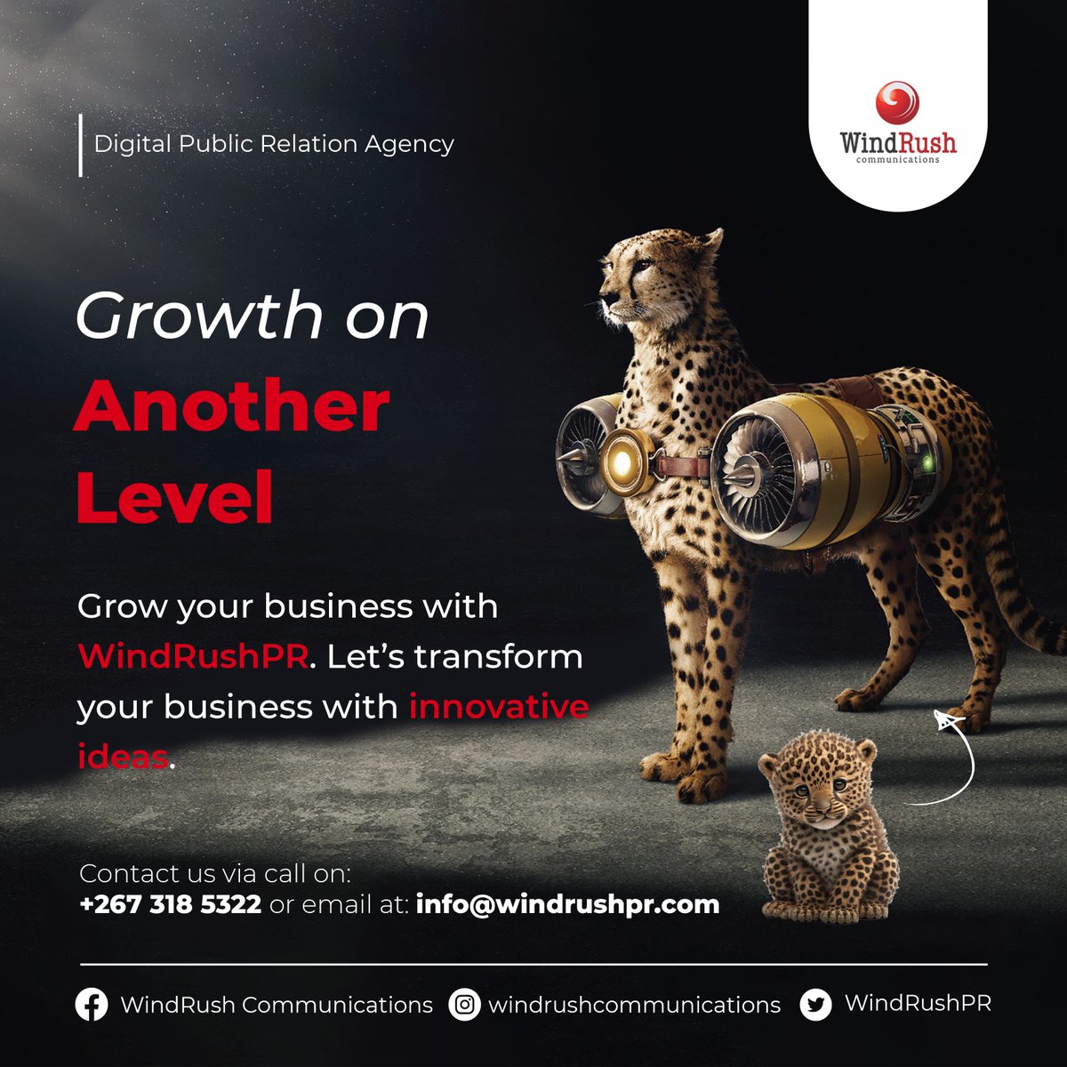 WindRushPR's tweet photo. 𝑮𝒓𝒐𝒘𝒕𝒉 𝑶𝒏 𝑨𝒏𝒐𝒕𝒉𝒆𝒓 𝑳𝒆𝒗𝒆𝒍! | Let's transform your business with innovative ideas and our and customer-centric solutions: #DigitalPR #seo and #digitalmarketing
Contact Us Now:
📷+267 318 5322
📷info@windrushpr.com
#WindrushCommuncations #WindRushPR https://t.co/jYJbJwpeXt