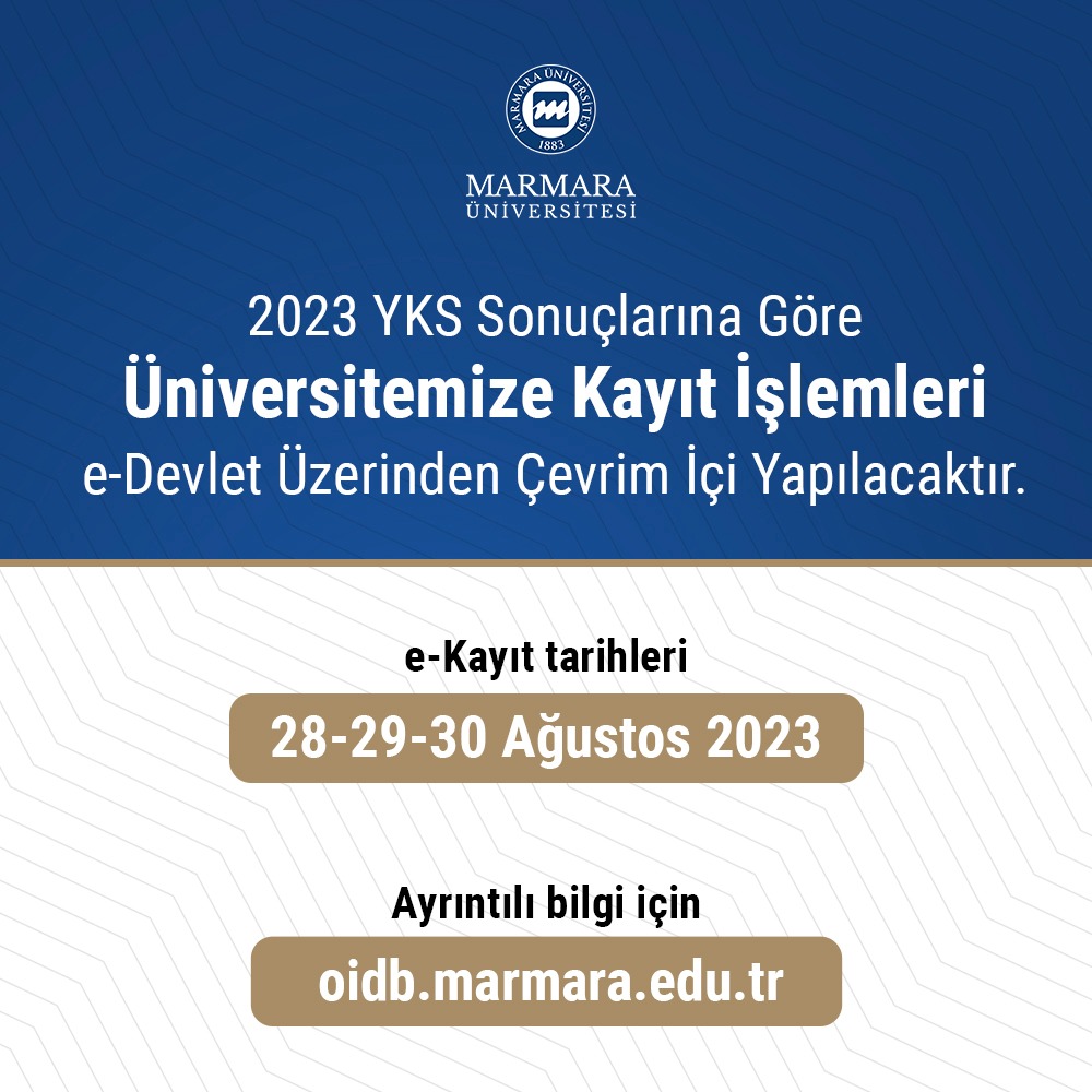 📢2023 YKS Sonuçlarına Göre Üniversitemize Kayıt Yaptıracak Öğrencilerimizin Dikkatine;

e-Kayıt Tarihleri➡️28-29-30 Ağustos 2023
Ayrıntılı Bilgi İçin➡️bit.ly/47CVkam