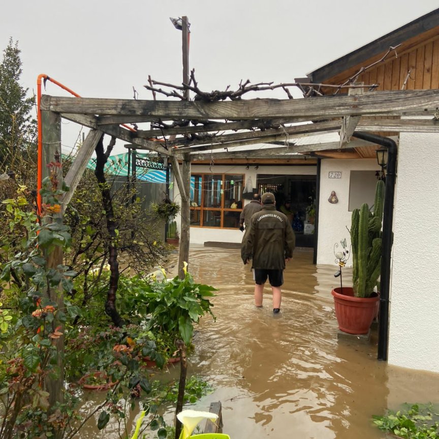 Carab_Maule's tweet photo. Carabineros de #CAUQUENES ayuda con las familias que han sufrido inundación de sus viviendas por desborde del Río #Tutuven y sus mascotas. Se reitera a vecinos la precaución ante las intensas lluvias y aguas sobre las ruta en la zona. #CarabinerosDeTodos
#OrdenyPatria https://t.co/g0erBgwllT