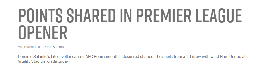 Hi <a href="/jimfrevola/">Jim Frevola</a>  I run an Attendance Competition on a popular #afcb @utciad fans forum, but as yet the crowd v West Ham has not been released on official website match report.  (nor have they v Liverpool). Can you help to ensure these are published?  Cheers