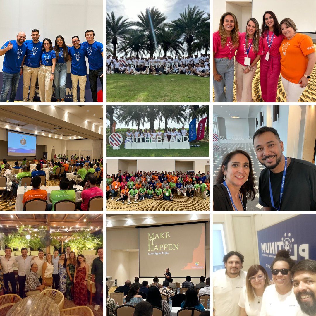 SutherlandCorp's tweet photo. FY24 strategy kick-off in #Colombia with operationally effective, culturally meshed global professionals who are committed to our clients and to one another. Everyone takes the field, and everyone is expected to play. https://t.co/dd0IOOnxUY #OneSutherland https://t.co/HbXA1Bk5ay