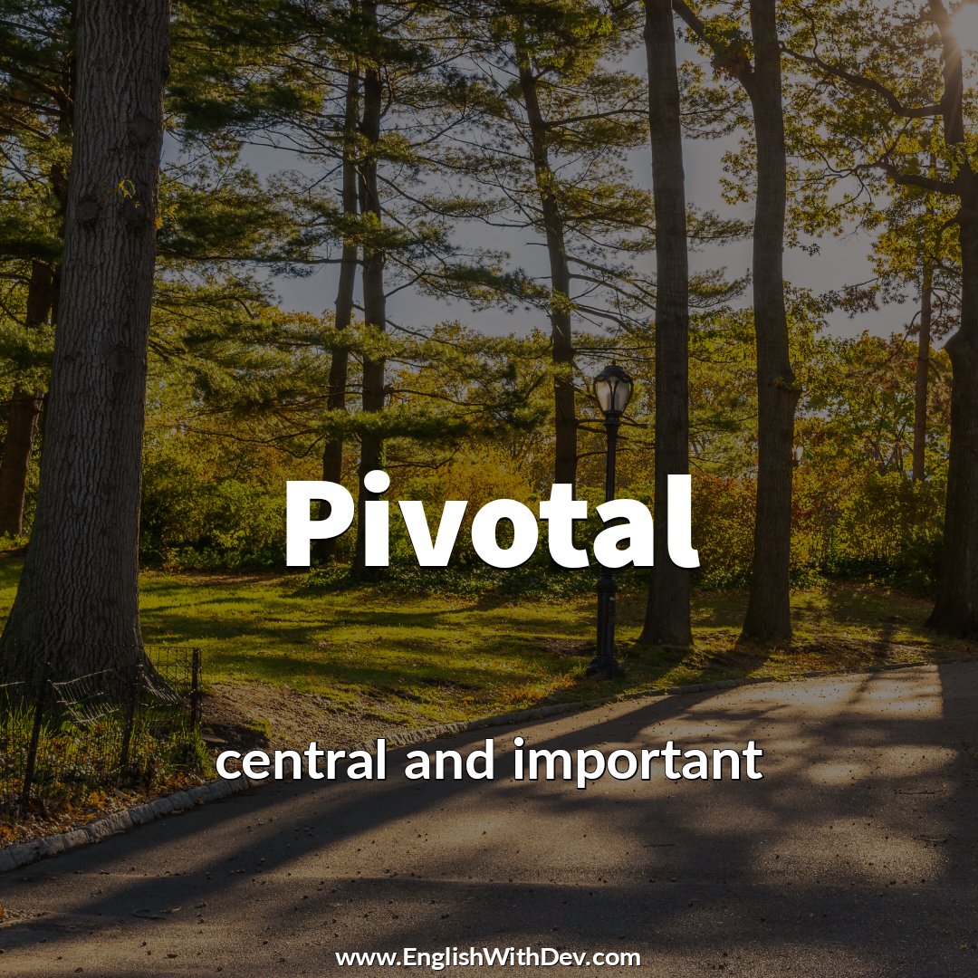 EnglishwithDev's tweet photo. Word ➡ Pivotal

🗣️ /ˈpɪv.ə.təl/

Meaning - central and important

Example - The elections may prove to be pivotal in the country's political history.

#Pivotal #englishwords #englishwordoftheday #learn_english #english_learning #vocabularywords #EnglishWithDev https://t.co/wZWhfumFp5