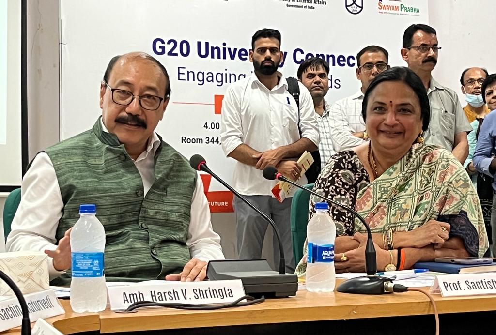 JNU_official_50's tweet photo. At the event of the G20 University Connect program. It will go on for 18 days a lecture a day by the distinguished faculty members of School of International Studies, JNU. 
#G20India

@rashtrapatibhvn @g20org https://t.co/5VJH7HOmUO